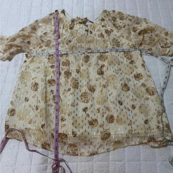 NWT LOFT Petite Metallic Clip Open Tie Back Blouse - Med - Picture 5 of 7